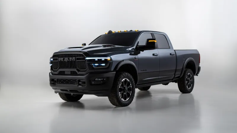 Ram 2500 Power Wagon Rebel, Black pickup truck, White studio, 2025, 5K wallpaper