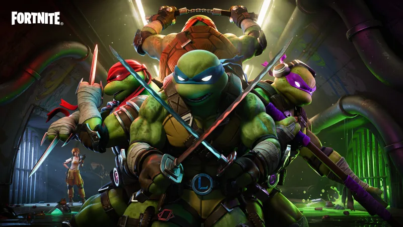 Fortnite x TMNT, 2024 Games, 4K wallpaper, Leonardo (TMNT), Donatello (TMNT), Raphael (TMNT), Michelangelo (TMNT), Ninja Warrior, Ninja turtle