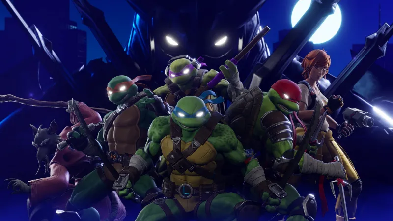 Fortnite x TMNT, Desktop background 4K, 2024 Games, Leonardo (TMNT), Donatello (TMNT), Raphael (TMNT), Michelangelo (TMNT), Ninja Warrior, Ninja turtle