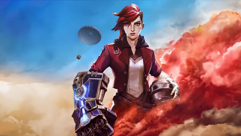 Vi (Arcane) PUBG MOBILE, 8K wallpaper, PUBG helmet, Vi (LoL)