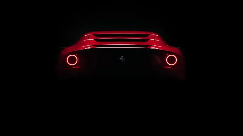 Ferrari Omologata, Supercars, Black background, 2020, 5K