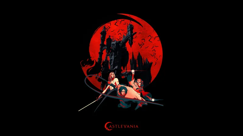 Castlevania Trio Blood Moon, 5K wallpaper Dark