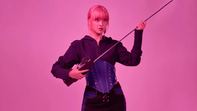 NMIXX Lily, K-pop wallpaper, Pink