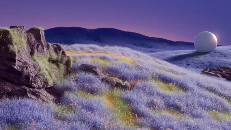 Dark purple Landscape, 5K wallpaper