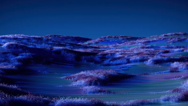 Blue landscape wallpaper, Abstract nature, Purple hills, Dreamlike scene
