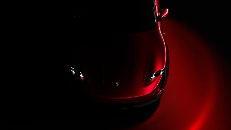 Porsche Taycan, Red aesthetic wallpaper 4K