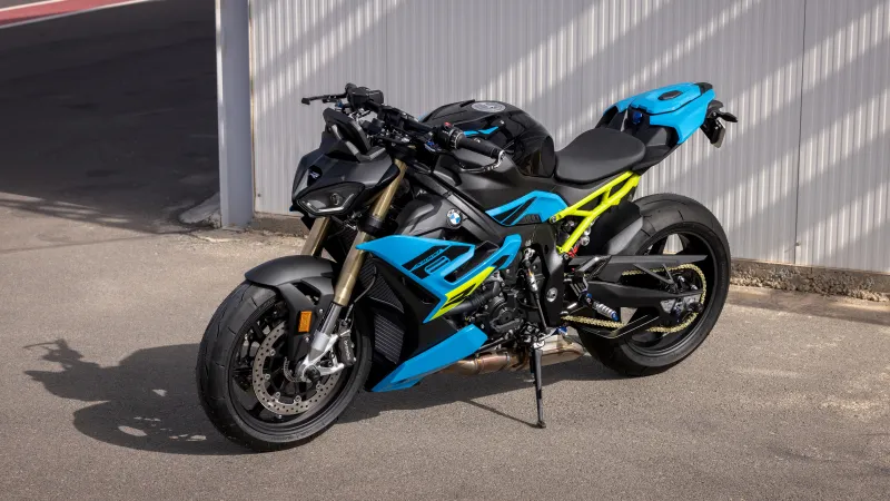 BMW S 1000 R Sport, Blue and yellow, Naked superbike, Paddock, 5K wallpaper