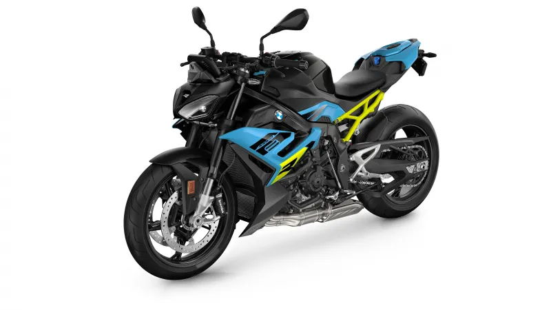 BMW S 1000 R Sport, Roadster, White background, Blue and yellow, 4K wallpaper
