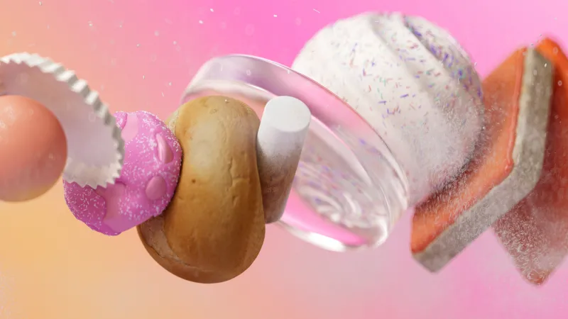 Pastel 3D objects, Pink background, Playful, 4K wallpaper