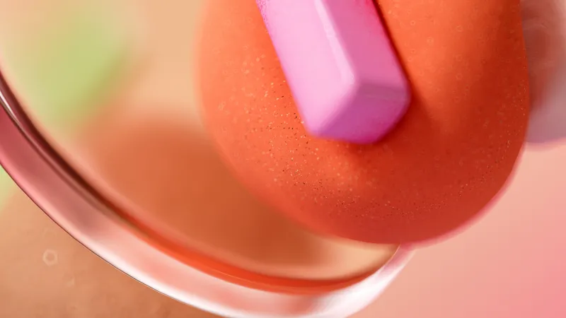 Peach sponge and glass wallpaper, Macro, Pastel 3D