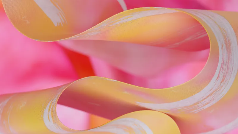 Peach ribbon fold, Pink blur, Microsoft Design, 4K wallpaper