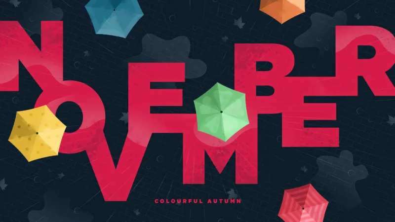 November Typography, Colorful Autumn, 5K wallpaper
