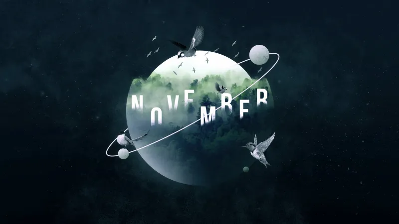 November, 5K wallpaper, Dark green, Planet Earth