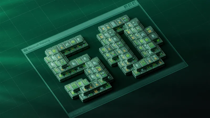 Microsoft Mahjong Wallpaper, Dark Mode, 50th Anniversary