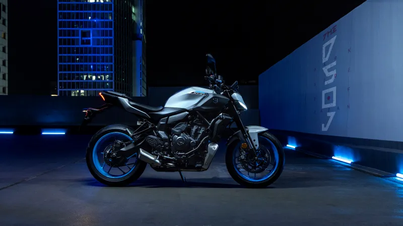 Yamaha MT-07 wallpaper, Dark side of Japan, Night city, Blue light, 2025