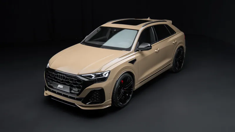 ABT Audi Q8, Sand-coloured SUV, Dark studio, 2024, 5K wallpaper