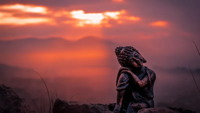Lord Buddha, Statue, Sunset, Cute figure