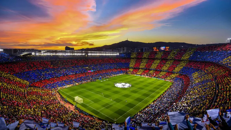 Camp Nou sunset wallpaper, FC Barcelona fans, Mosaic
