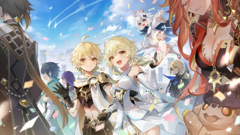 Aether Lumine Wallpaper, Genshin Impact, 5K