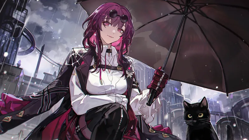 Kafka (Honkai: Star Rail), 5K wallpaper, Purple aesthetic, Umbrella