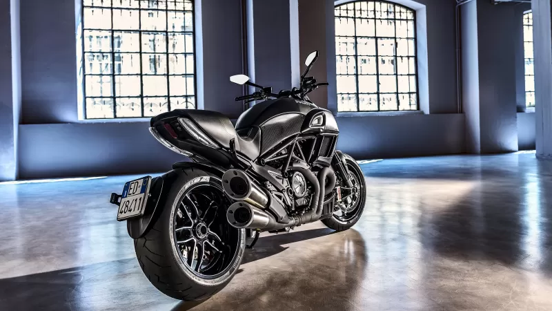 Ducati Diavel Carbon, Cruiser motorcycle, Industrial loft, Rear view, 4K wallpaper