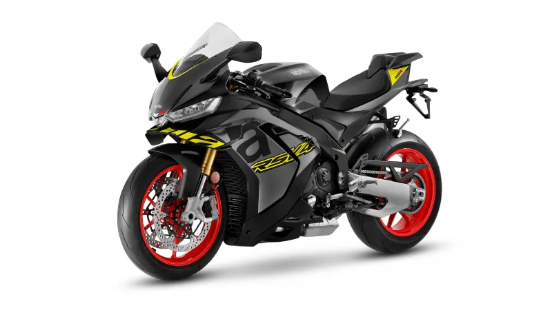 Aprilia RSV4, 2025, Black and grey, White background, 8K wallpaper