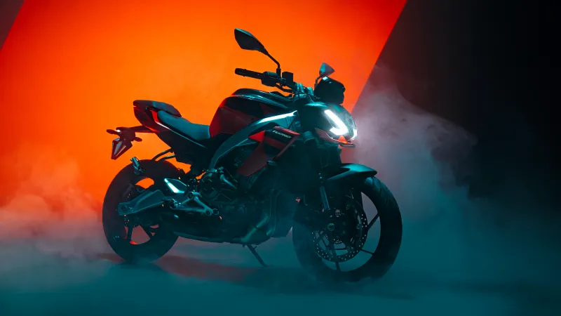 Aprilia Tuono 457, Naked bikes, Orange and teal, Smoke, 2025, 8K wallpaper