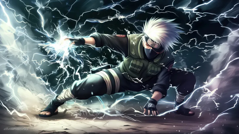 Kakashi Hatake wallpaper, Chidori, Lightning, Naruto