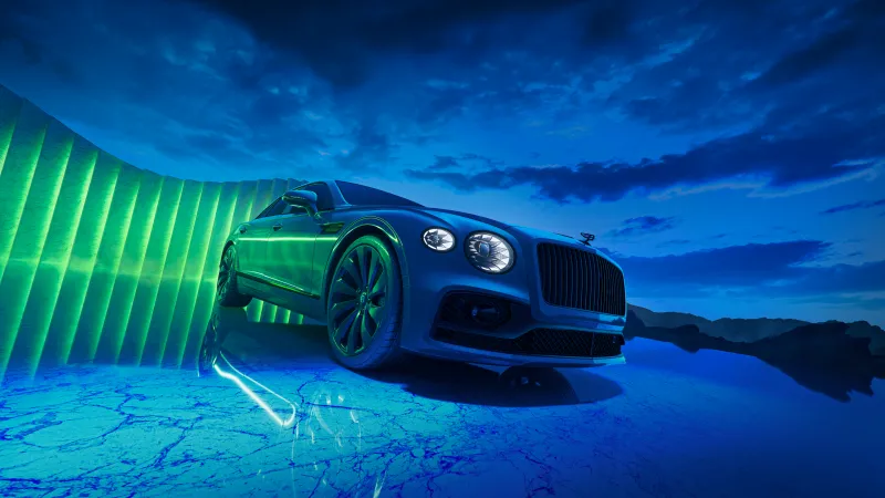 Bentley Flying Spur CGI, Blue aesthetic wallpaper