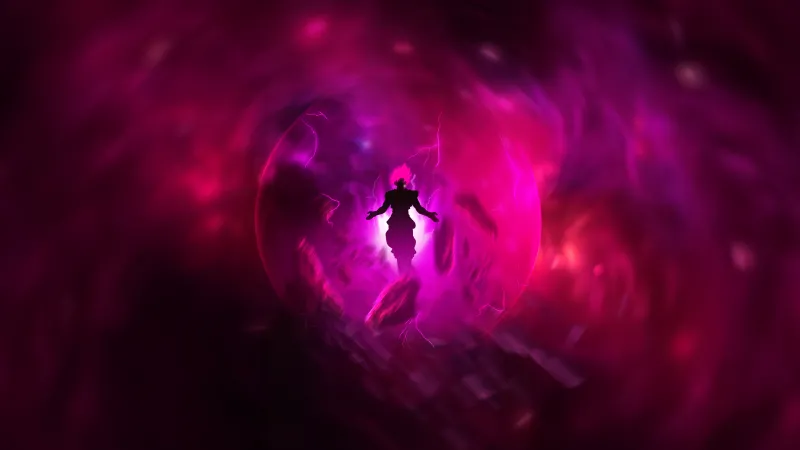 Goku Super Saiyan Rose, Dragon Ball, Pink background 5K