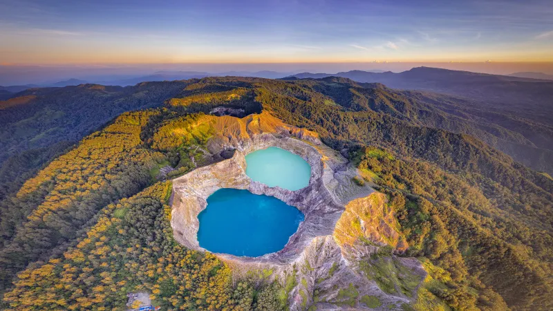 Kelimutu crater lakes from above wallpaper, Indonesia, Volcano