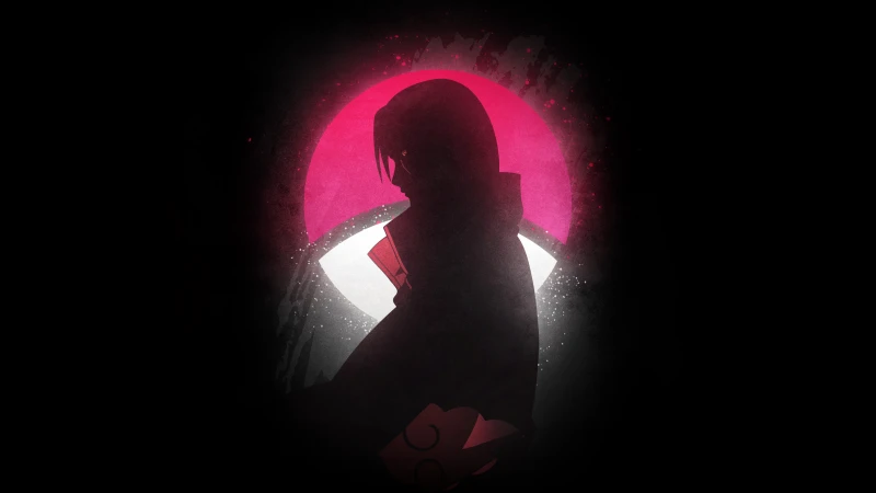 Itachi Uchiha Silhouette, Glow in dark, Naruto 5K Wallpaper