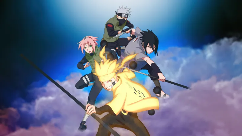 Naruto Team 7 Poster, 5K wallpaper, Kakashi Hatake, Sasuke Uchiha, Sakura Haruno, Naruto Uzumaki