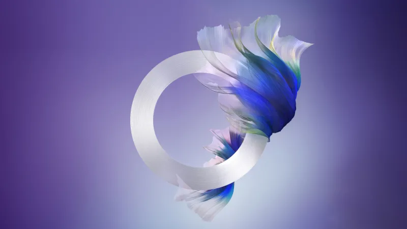 Purple feather swirl wallpaper, Silver ring, Abstract art