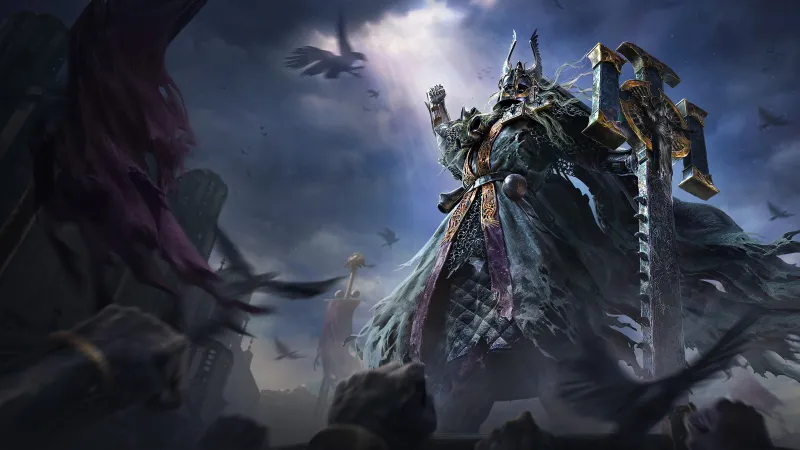 Path of Exile 2 wallpaper, Key art, Dark lord, Crows, Gothic fantasy