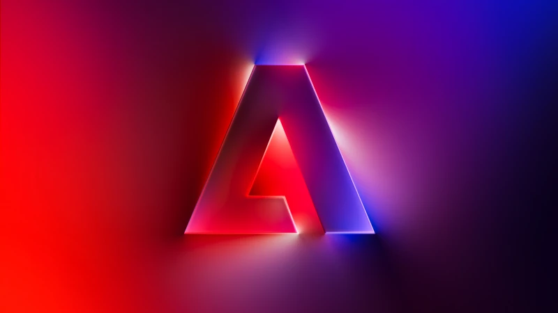 Adobe logo wallpaper, Red and purple gradient, Glow