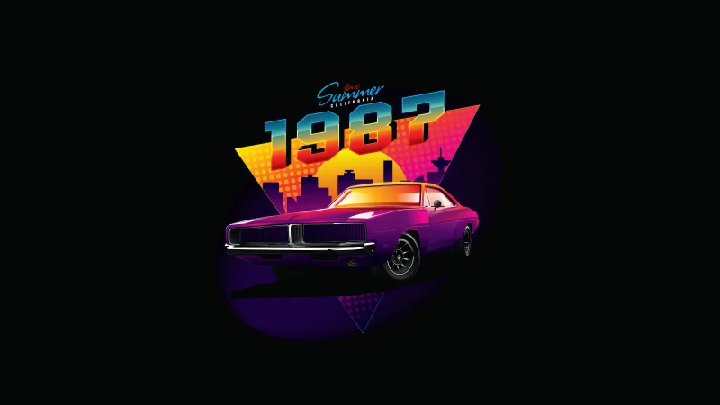 Dodge Charger, California Summer, AMOLED Black background 5K