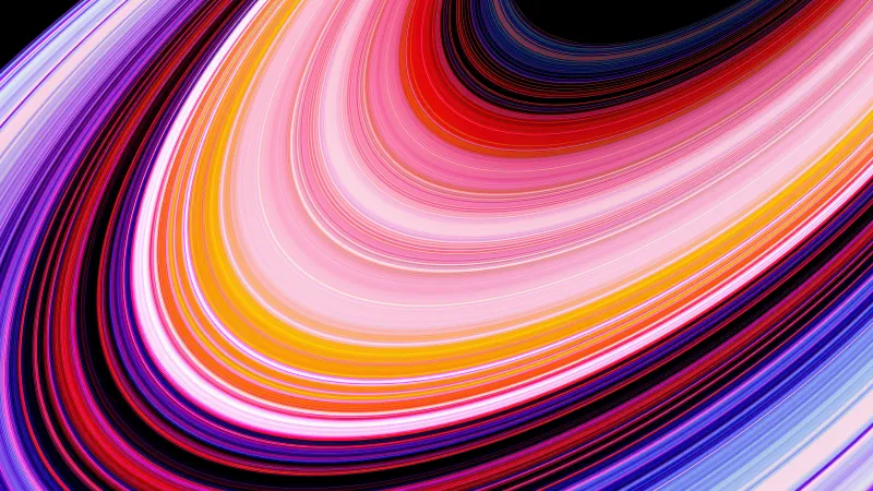 Ultrawide planetary rings, Pink and orange streaks, 5K wallpaper