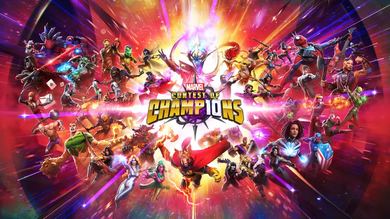 Marvel Contest of Champions wallpaper, 10th Anniversary, Key art, Marvel heroes, Colorful