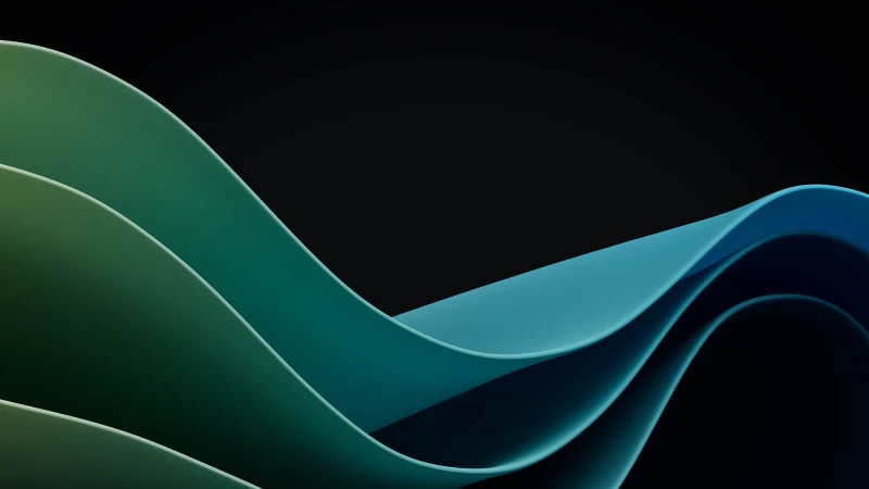 Windows 11 Waves Wallpaper, Green Blue AMOLED