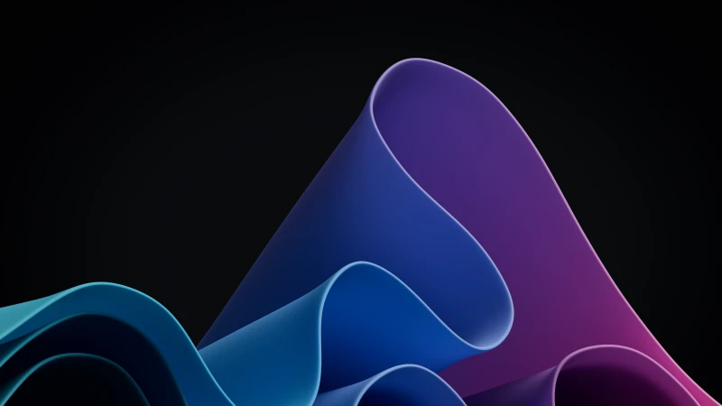 Windows 11 Wallpaper, Blue Purple AMOLED, Waves
