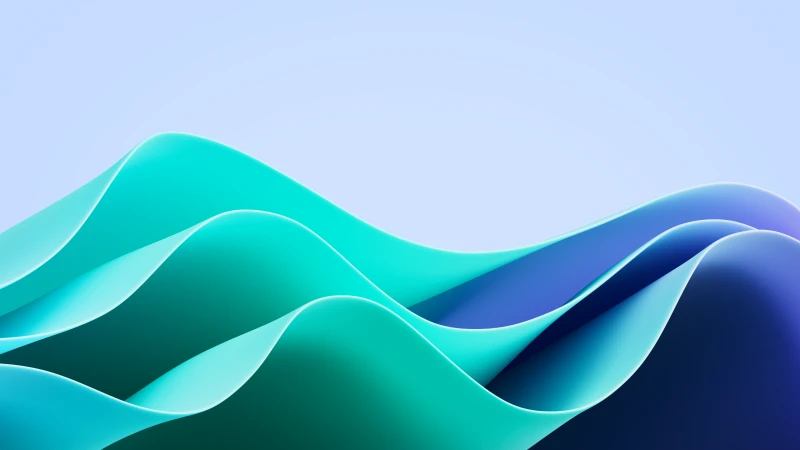 Windows 11 Waves Wallpaper, Green Blue