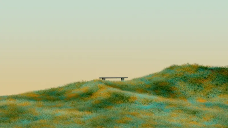 Green landscape, Bench, Serene Hill