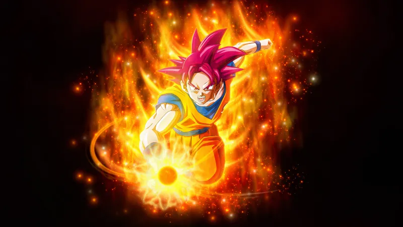 Super Saiyan God, Dragon Ball Super, Son Goku, Dark background 4K