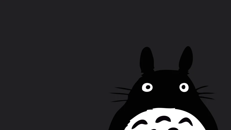 My Neighbor Totoro, Minimalist Dark background, Black and White, Studio Ghibli, Tonari no Totoro