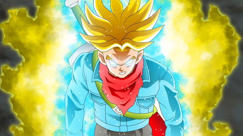 Trunks wallpaper, Super Saiyan Rage, Dragon Ball Super, Yellow aura