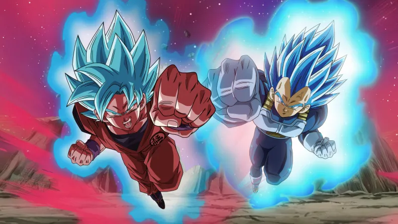 Goku vs Vegeta, Super Saiyan Blue, Dragon Ball Super, 5K w