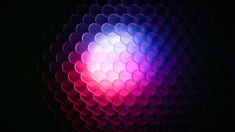 Glowing hexagon scales wallpaper, Pink and purple, Dark background