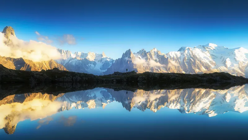 Mont Blanc massif, Alps mountains, 5K wallpaper, Serene, Blue aesthetic