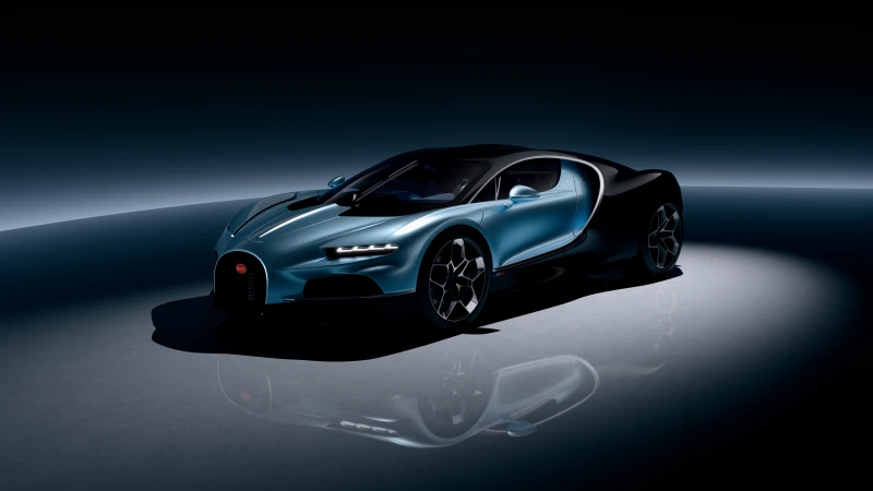 Aesthetic Bugatti Tourbillon, Luxury car wallpaper, Blue and black car, Modern design, Hypercar